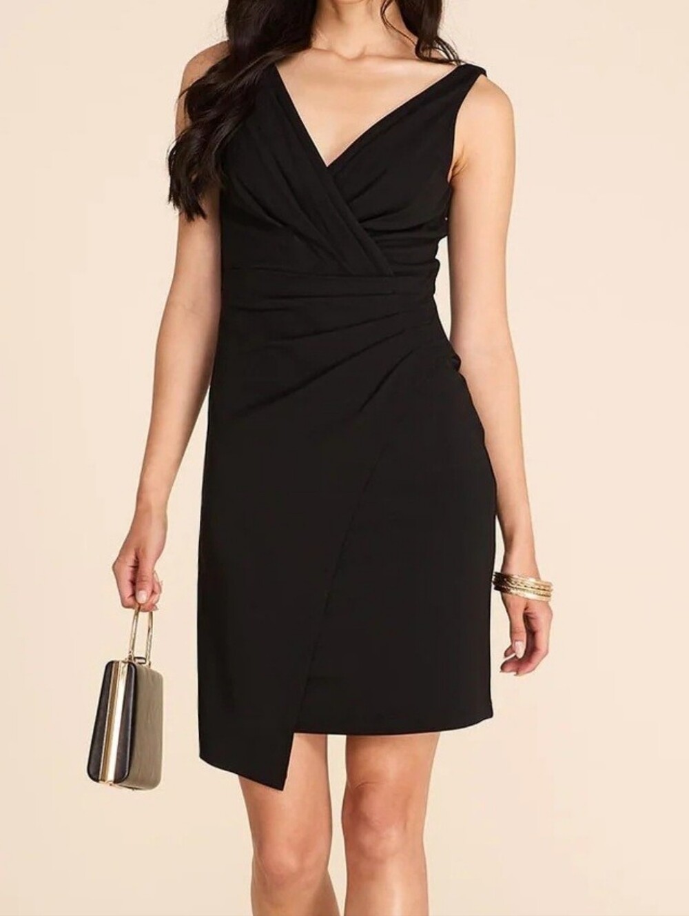 Le Chateau XS Black Asymmetrical Neckline Mini Dress